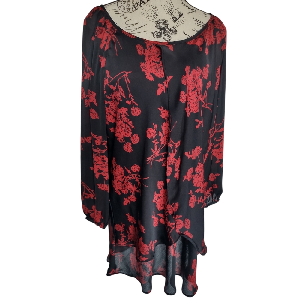 Haver london Black & Red Floral XL Blouse - Picture 3 of 8